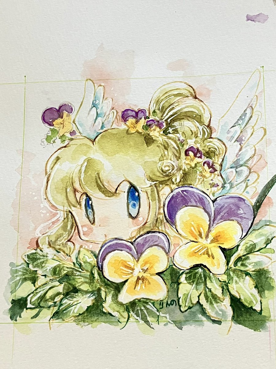no humans flower purple flower traditional media english text leaf painting (medium)  illustration images