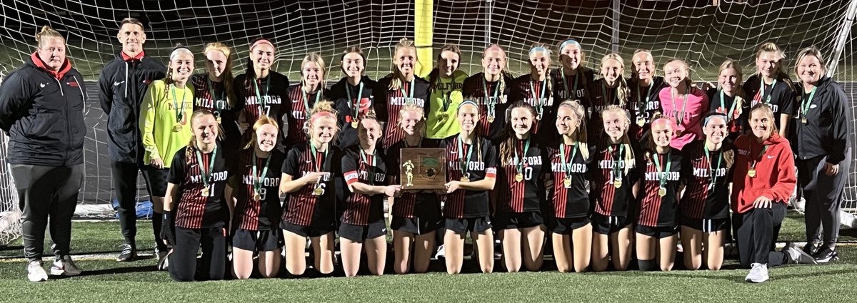 SWDistrict's tweet photo. Congratulations to our Girls Soccer District Champions!  Milford, Centerville, Mount Notre Dame, &amp; Seton https://t.co/qi3vi62t7j