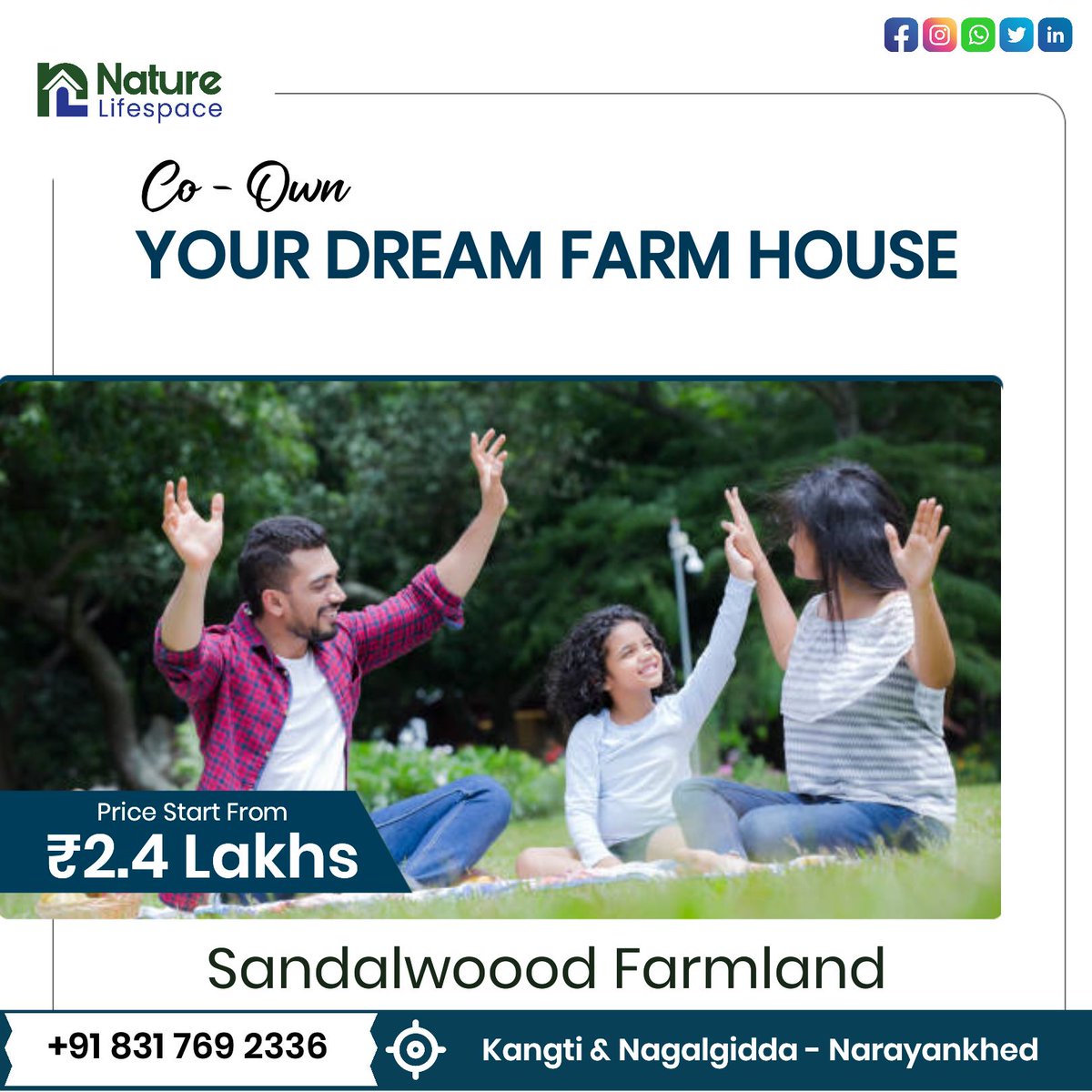 NatureLifespace's tweet image. Co-own your dream farm house
₹2.4L only
#naturelifespace #hmdaplots #Narayankhedplots #PlotsInHyderabad #Hyderabad #sandalwoodfarmlandinhyderabad #sandalwoodfarmplots #sandalwoodfarmland #sandalwoodfarmhouse #sandalwoodfarmlands #sandalwoodfarms #sandalwoodfarm