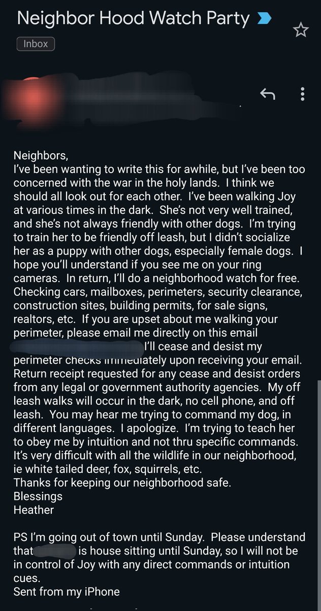 flugenhof's tweet photo. unbelievably psychotic email in my neighborhood listserv https://t.co/bNMIJ02IzH