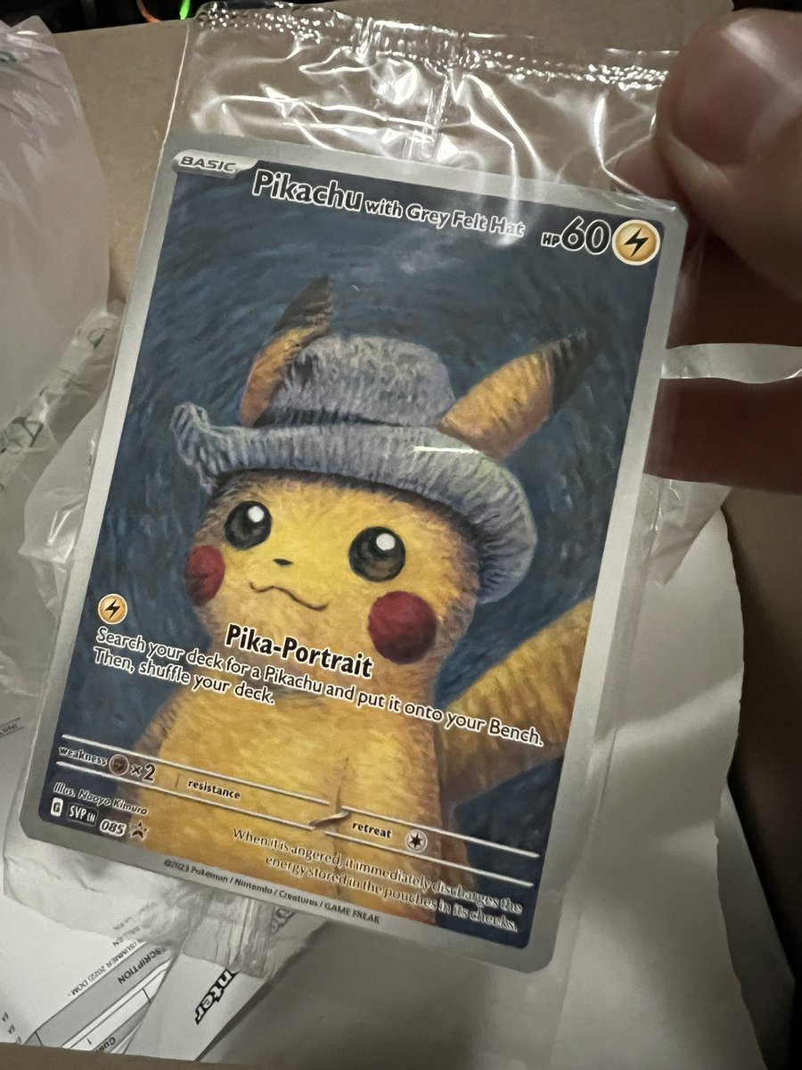 Betosai1's tweet photo. My Pikachu Van Gogh came in! And the tins I bought had Evolving Skies in em too! 🥳 https://t.co/8c1JG1aLcS