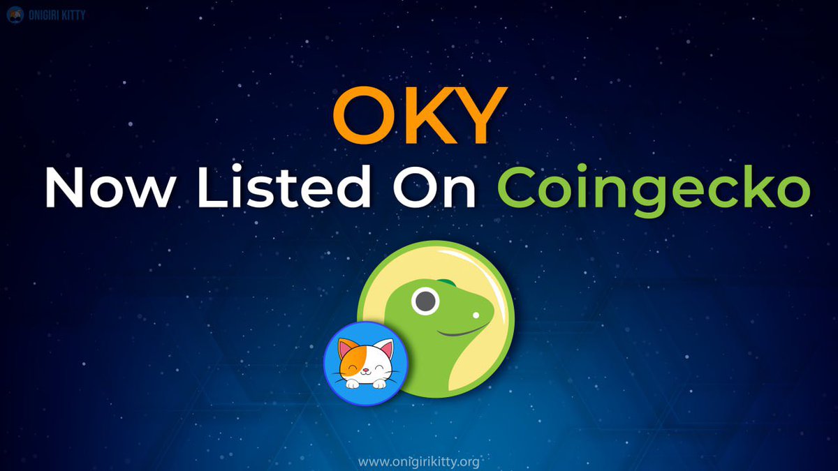 onigikitty's tweet photo. $OKY is now listed on @coingecko! 😻🦎

🐈 4,000 $OKY giveaway!!🐈

To enter:

1. Follow Us + Quote Retweet #OKY
2. Tag 3 friends 

🐱 2 Winners | 2K each
Ends in 48 hours

#OKY #memecoin #BSC #1000x https://t.co/2GCVQb7luS