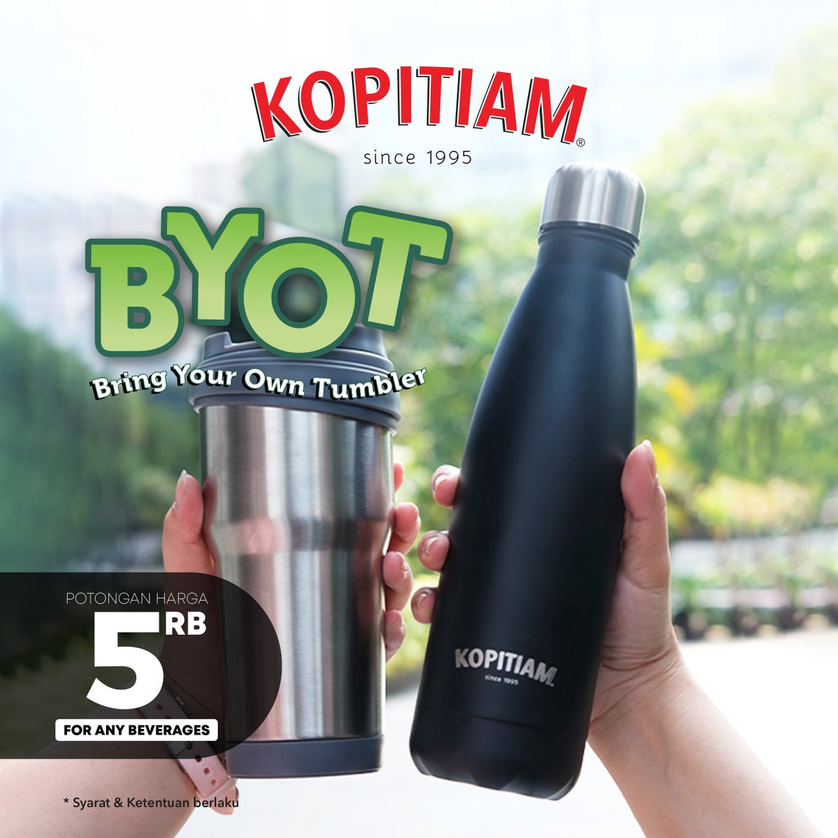 kopitiamID's tweet photo. #BringYourOwnTumbler Selain sayang Bumi, kamu juga lebih hemat!! #kopitiamID #KopitiamJakarta https://t.co/k9dRZ64Slk