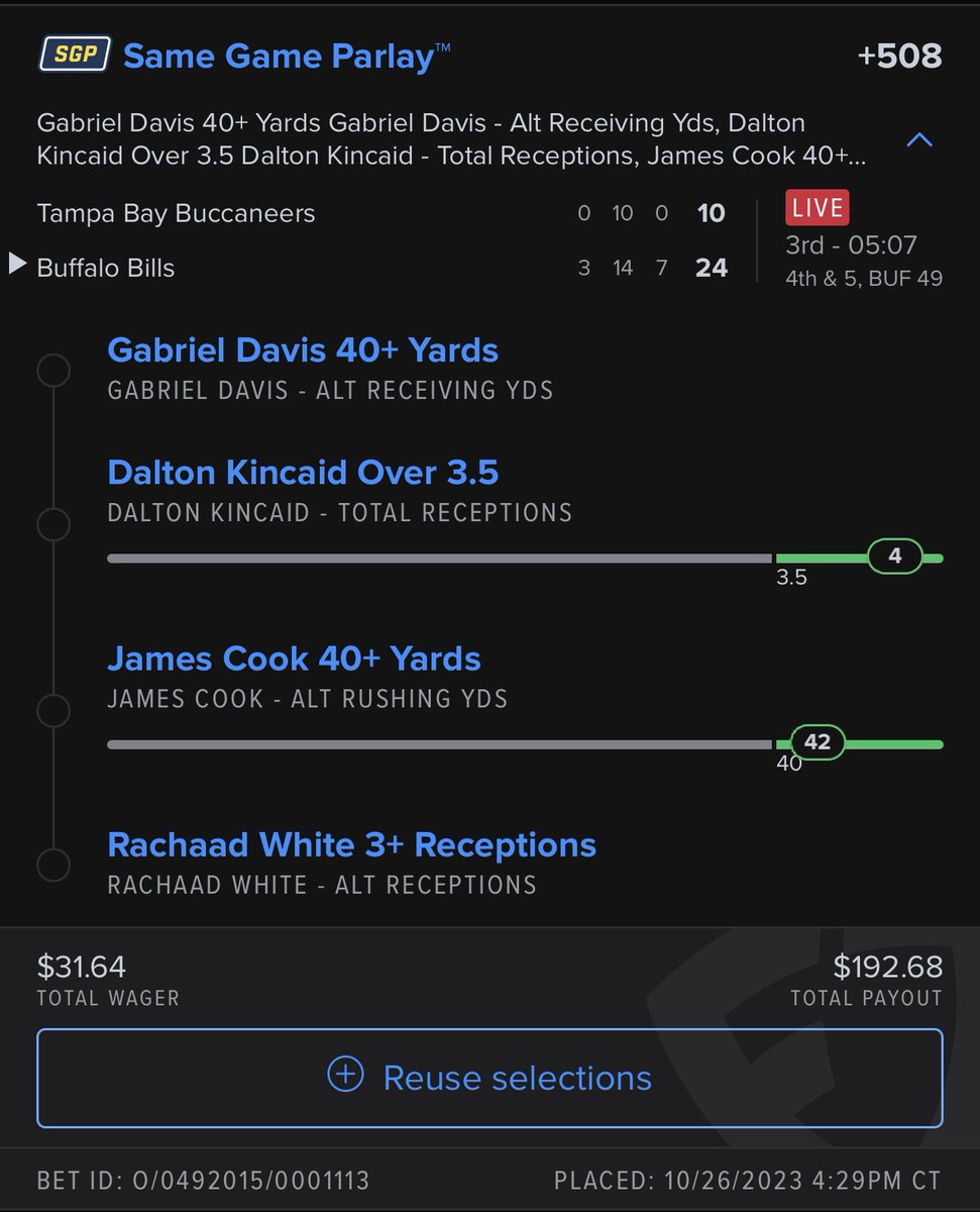 MintsTrades's tweet image. +508 Bills Bucs SGP✅