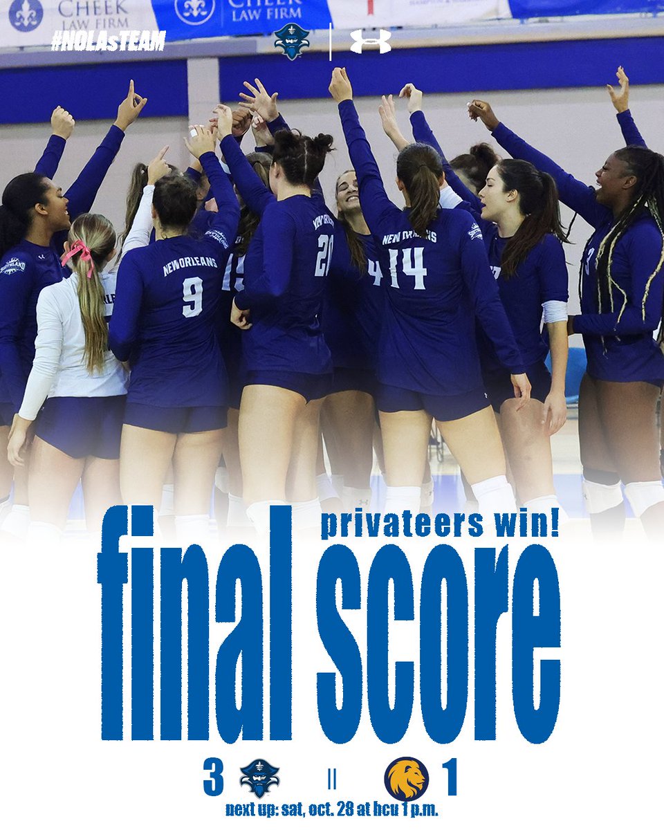 PrivateersVB's tweet photo. Thursday night dubs!!!

Got the job done in Commerce. Now it's on to Houston!

#NOLAsTeam ⚔️ #ChinUpCrownOn 👑 https://t.co/TsRAwAduq9