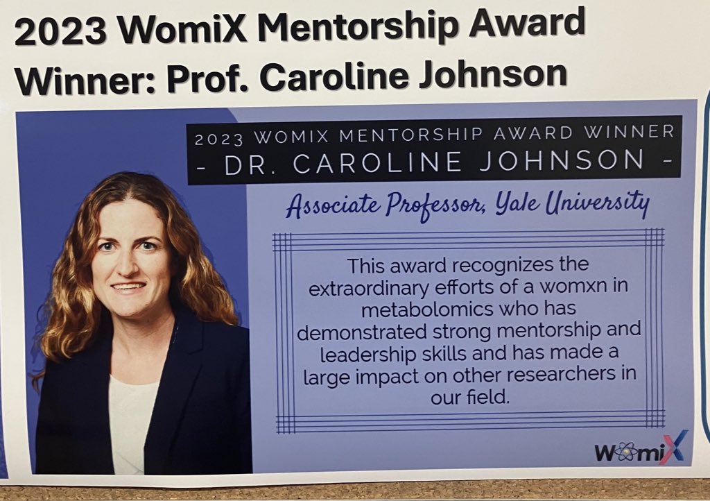 Congratulations to Dr <a href="/Johnsonlab_yale/">Caroline H Johnson</a> for the #WomiX award at #MANA 2023