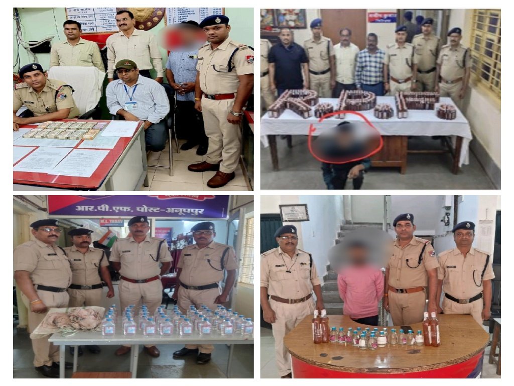 rpfsecrhq's tweet photo. @RailMinIndia @RPF_INDIA @secrail @GMSECR #OperationSatark
#RPF ने बिलासपुर में 05 लाख नगद, बिलासपुर, अनू��पुर व शहडोल में 75.9 लीटर शराब बरामद किया। विधिवत कार्यवाही कर संबंधित आबकारी, स्थानीय पुलिस, व जीआरपी को सुपुर्द किया गया। https://t.co/NDvaFQQ5Ax