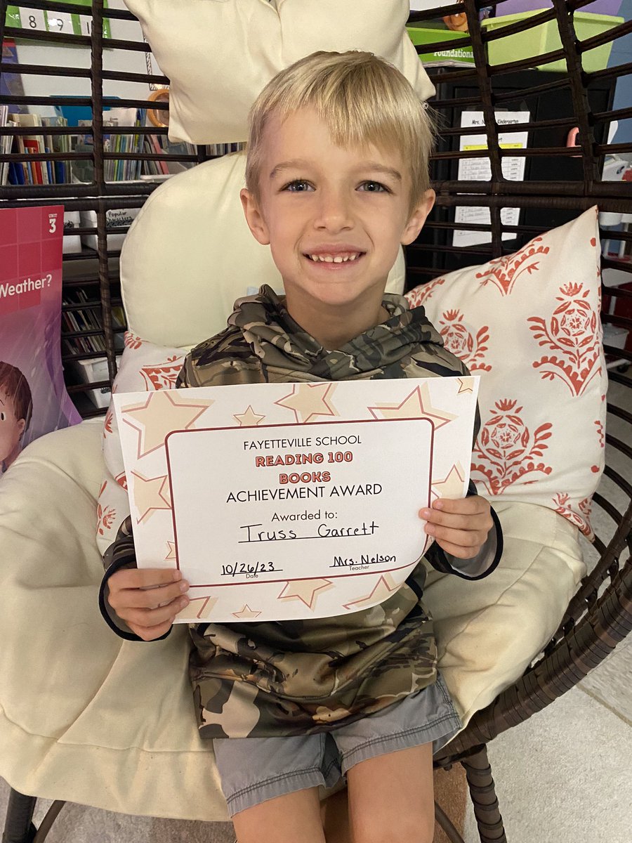 Congrats to Truss for reading 50 more books, giving him a grand total of 100 this school year!!!! The sky’s the limit for this kinder <a href="/TCBOE/">Talladega Co Schools</a> <a href="/TCBOE_FHS/">Fayetteville School</a>! #leadersofthepack <a href="/garretthasclass/">Holly Garrett</a>