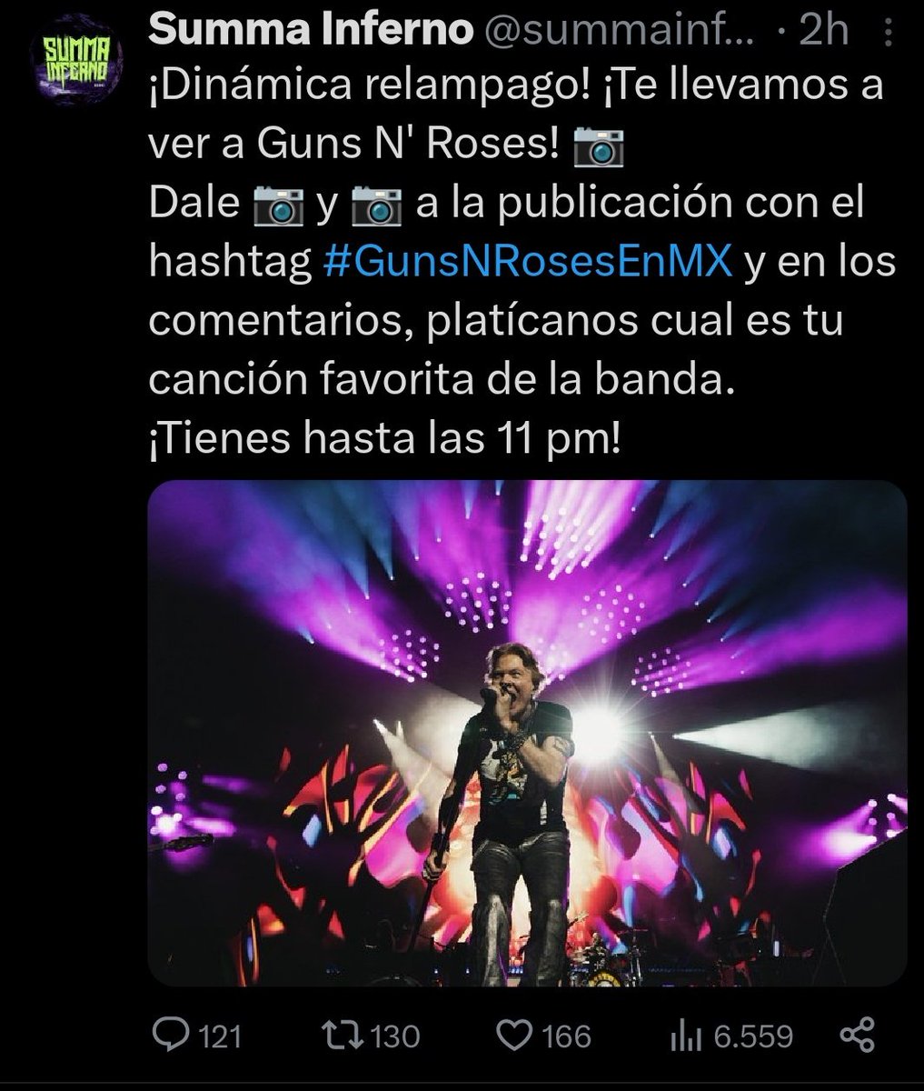 ViudaDeDarko's tweet photo. @summainferno #GunsNRosesEnMx y no me perderé welcome to the jungle!!! 😈😈😈 https://t.co/4W63wMNRBm