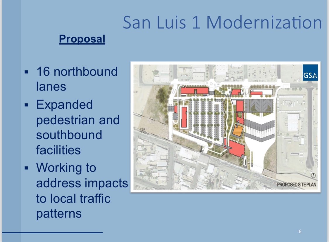LuisOnTheBorder's tweet photo. The $307 million modernization of the San Luis 1 port of entry is underway - Going from 8 to 16 car lanes! And many other improvements. And all these projects in coordination with @SidurSonora and our Mexican partners 4/4 https://t.co/E6A4eZxZhU