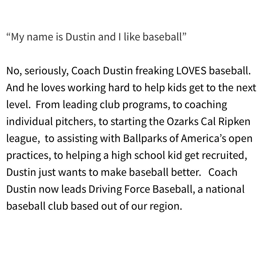 Our 4th and final Coach - teaming up with Coach Daggs - is Dustin Matthess.