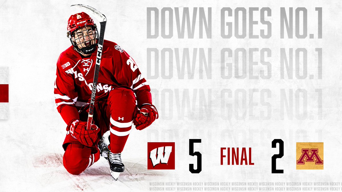 BadgerMHockey's tweet image. DOWN GOES NO. 1!! 🔥

NO. 14 WISCONSIN UPSETS MINNESOTA!! 🦡🤯

#NextChapter || #75thSeason