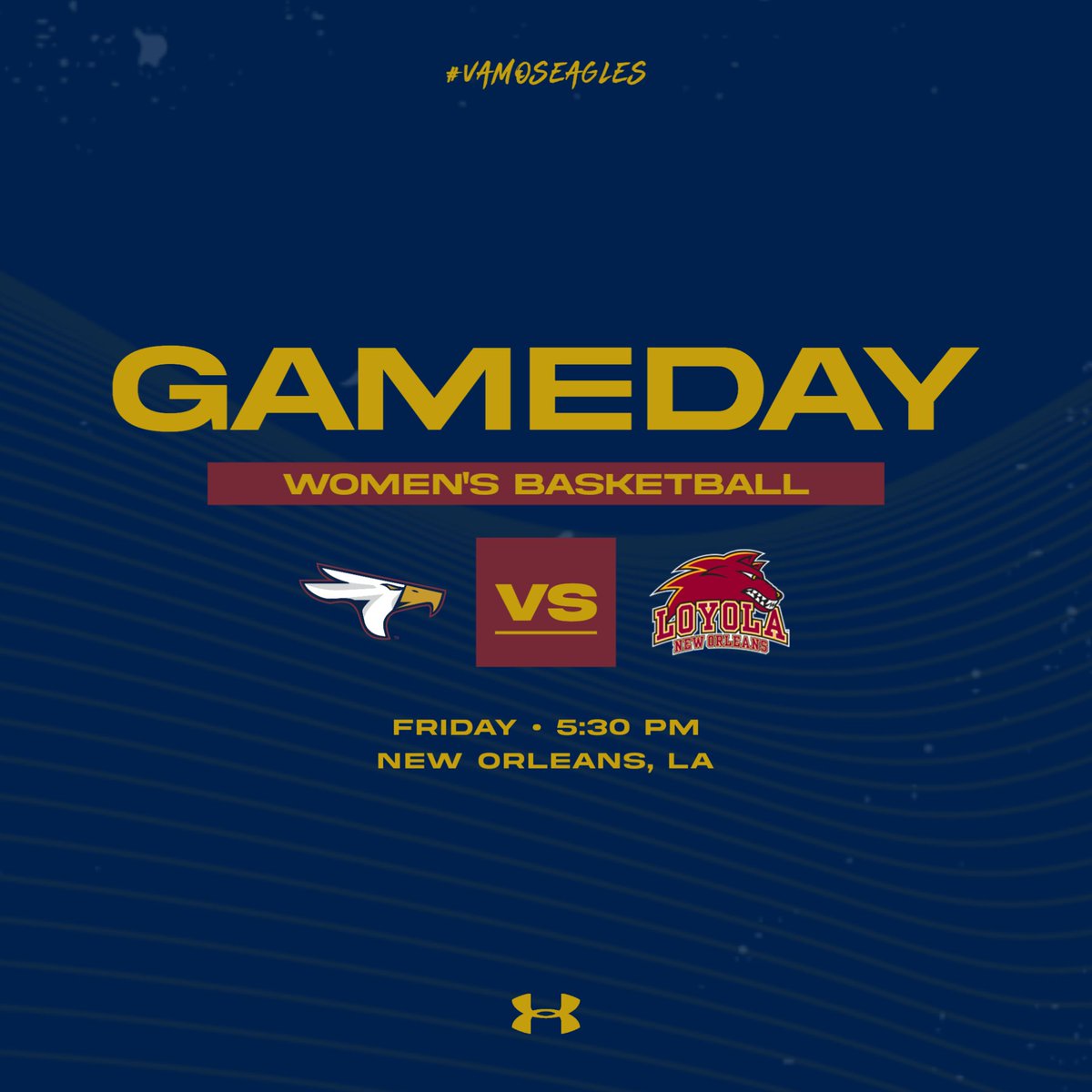 🏀 SEASON OPENER

🆚 #14 Loyola (La.)
🏟️ New Orleans, La.
🕰️ 5:30 pm
📊 bit.ly/3MhmYkj
📺 bit.ly/3Zov7If ($)

#VamosEagles