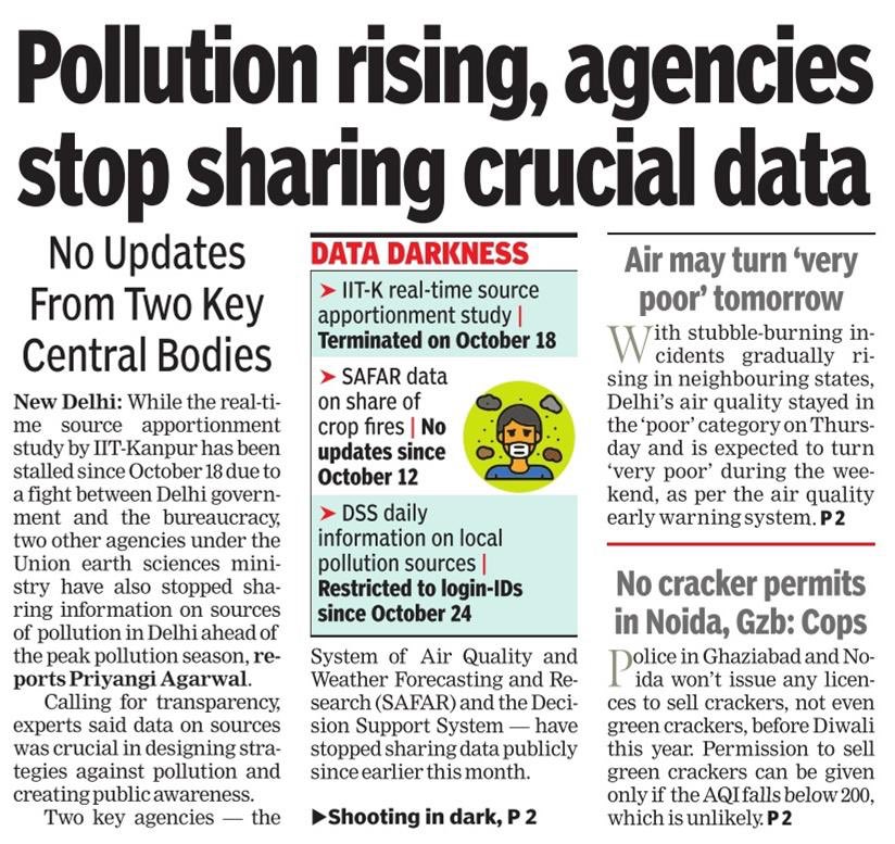 Warriormomsin's tweet photo. Sadly, critical data on pollution sources in Delhi is no longer being shared by key agencies under the @moesgoi, SAFAR and the Decision Support System;
Why is transparency an issue if intent is clear? @LtGovDelhi @CAQM_Official https://t.co/ydZTyVn22l