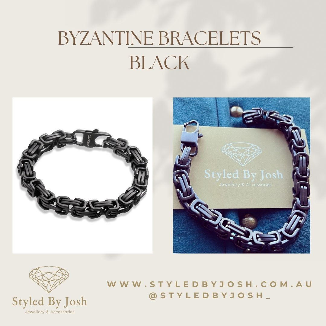 Upgrade your style with our stunning Byzantine Bracelet in black! 
💫 For only AUD$95, this accessory will take your look to the next level. 
Don't miss out! Visit our website to order now. #StyledByJosh #BlackBracelet #Fashion #Accessories