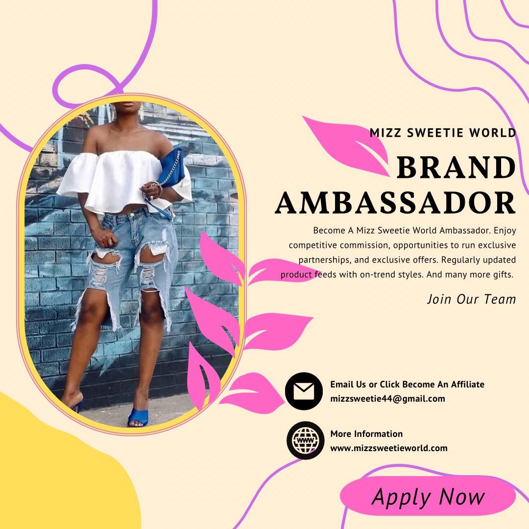 mizzsweetiewrld's tweet image. Hello #Fashionista ✨#MizzSweetieWorld is looking for #BrandAffiliates aka #BrandAmbassadors. The position is available for anyone w/ 500+ followers in any active social media platforms, as Instagram, TikTok, YouTube, Facebook, Pinterest, and X. Link in Bio 🌐

#influencer