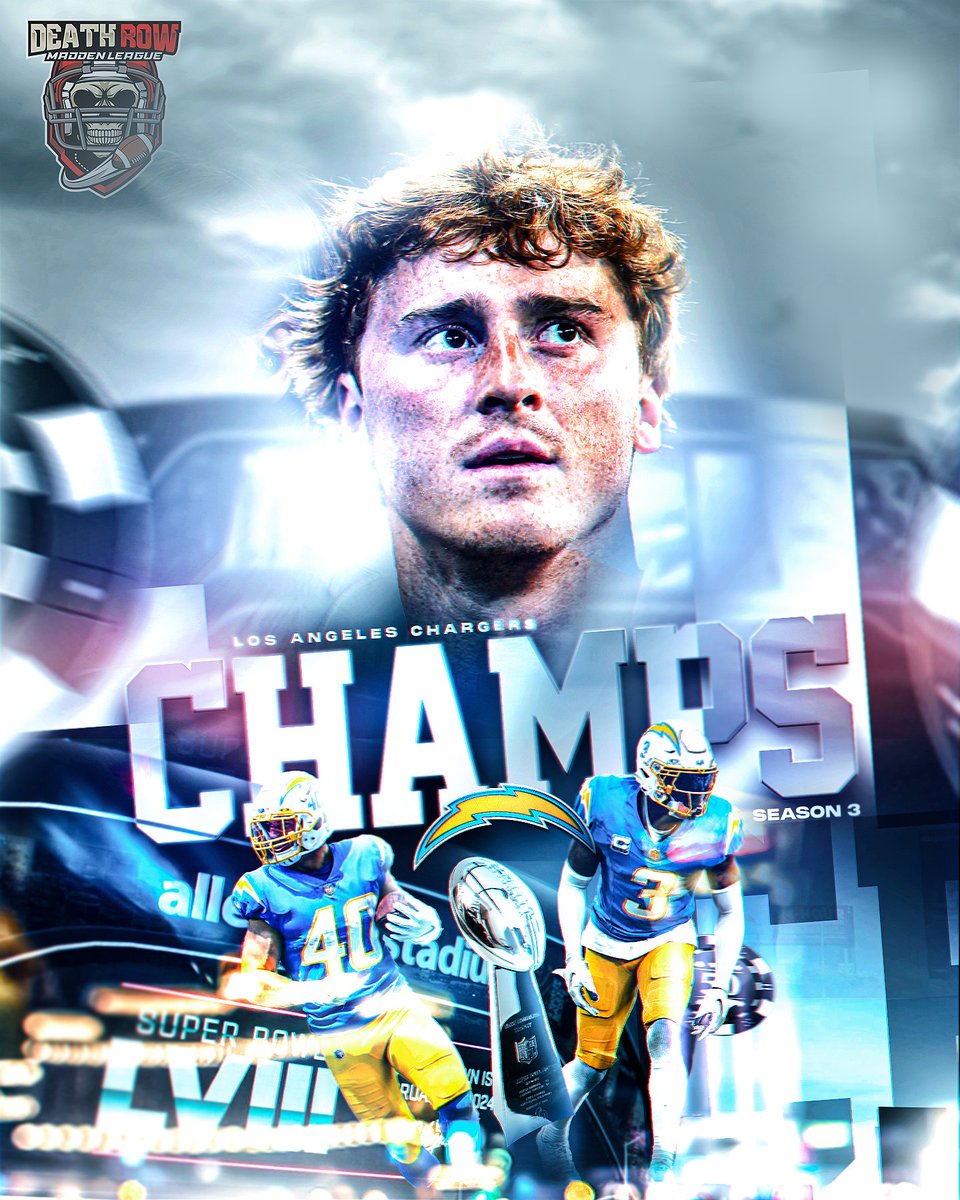 DeathRowLG's tweet photo. YOUR DEATH ROW SUPERBOWL 3 CHAMPIONS ARE THE LOS ANGELES CHARGERS! 

the Story of the Newly Crowned Superbowl Champ
https://t.co/O4qX3htTwL

 #FranchiseNation #FixFranchise #DeathRowLG
@NeonSportz | @ORLOutlaws | @OrlOutlawEsport https://t.co/7FOSqWSJIg
