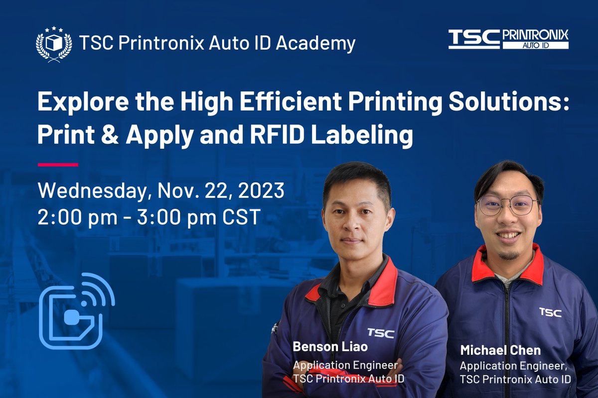 📣 #TSCPrintronixAutoID Academy Webinar: Explore High-Efficient Printing Solutions - Print &amp; Apply and RFID Labeling! 🖨️🏷️ > bit.ly/3shqoMV!

Don't miss out on this informative session! 🧐🤝
#tscprintronixautoid #yourbarcodelabelprintingexperts #printandapply #rfid