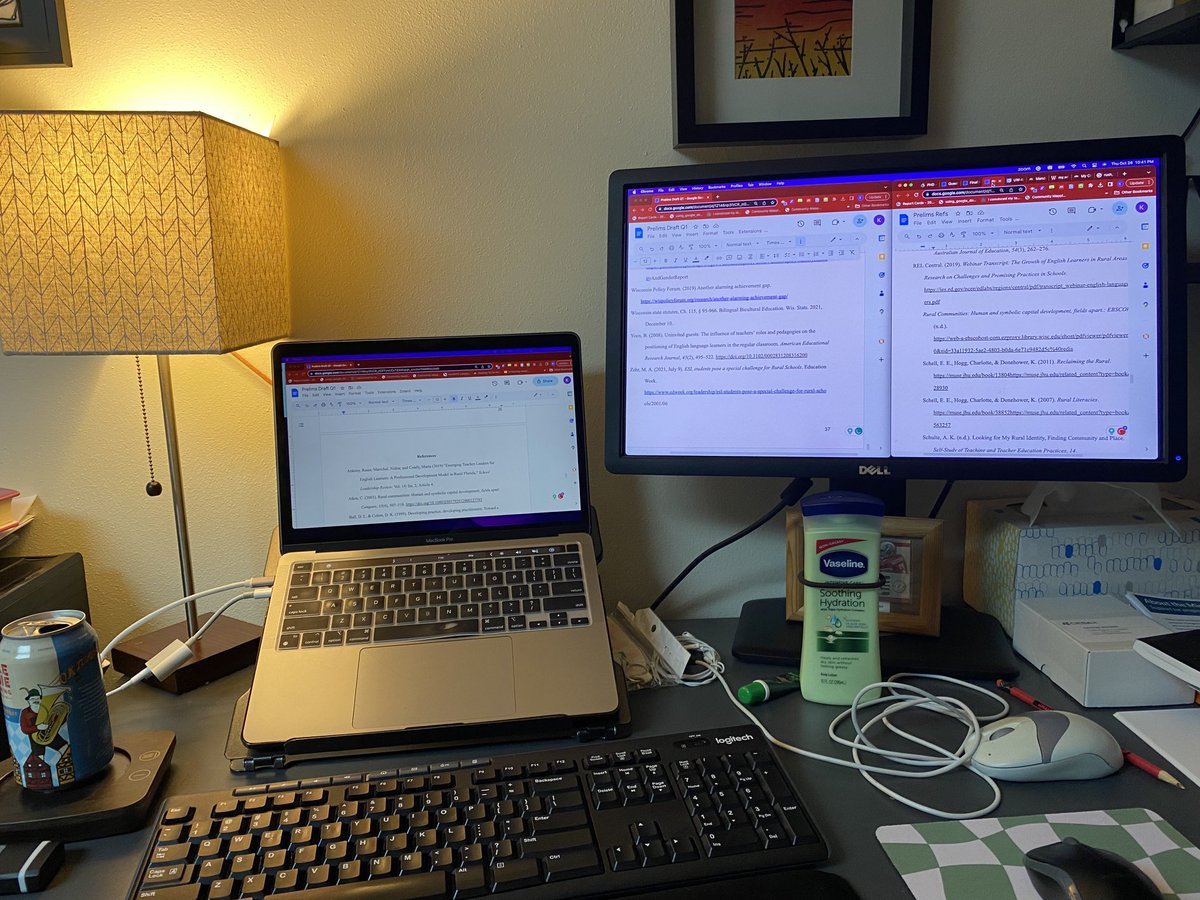MrsKcdRogers's tweet image. #prelims update! Day 4, I’ve finished my draft of question 1!!! Spell/grammar check done, 3-4 hours spent checking and cross checking and organizing references. My back and head hurt, but I’m proud of what I’ve written! #ruraled #languageed #teachered #firstgen #phdmama