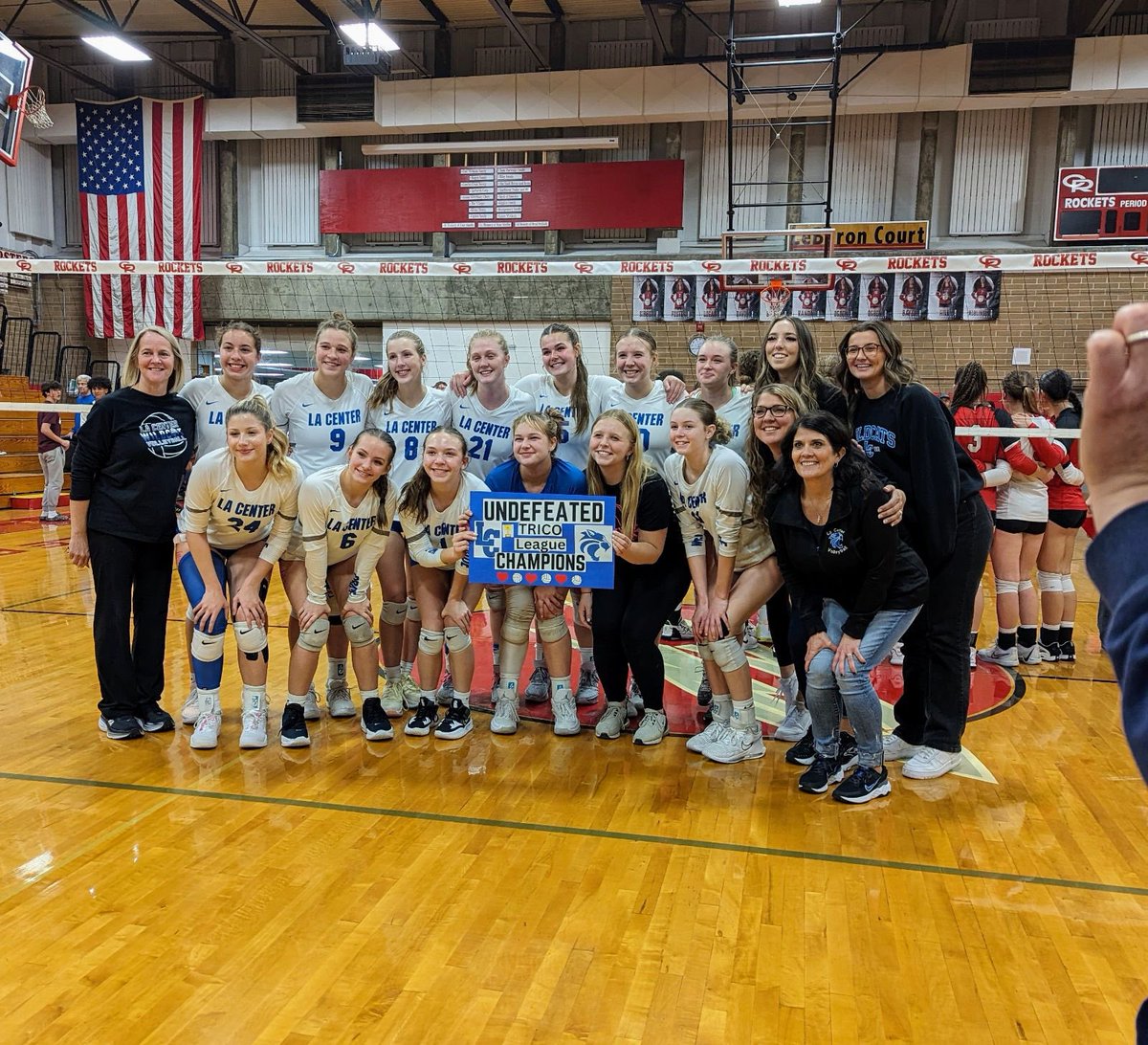 Cats take the 4th set 25-20 to maintain their undefeated season and are the TRICO LEAGUE CHAMPIONS!!! #gocats