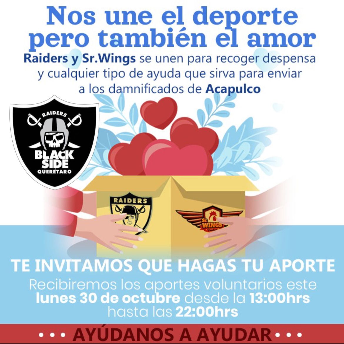 RicIvanMalbicho's tweet photo. #BlackSide Querétaro #Raiders y #SrWings de Plaza Belea, Centro Sur. Colinas del Cimatario; te Invitamos este Lunes 30 de Octubre a cooperar en lo que se pueda y como puedas para la Banda y Raza en Acapulco. Ayúdame a compartir!! 🛑🛑🚧🚧🚨🚨🚧🚧🛑🛑 😎🤘🏾💀☠️🏈 #RaiderNation https://t.co/OW6OLGY5dy