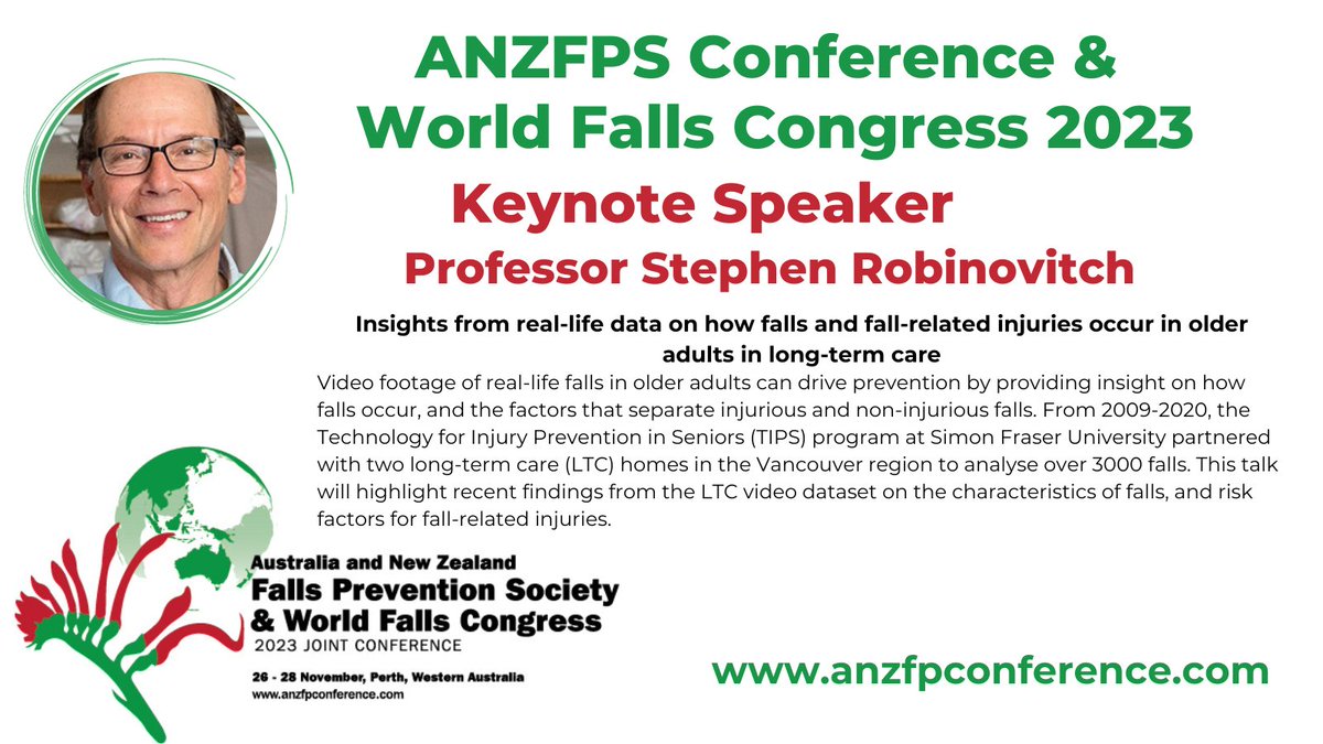 Introducing Prof Stephen Robinovitch’s keynote talk ‘Insights from real-life data on how #falls and fall-related injuries occur in older adults in long-term care’. For more info & to register 👉 anzfpconference.com.au