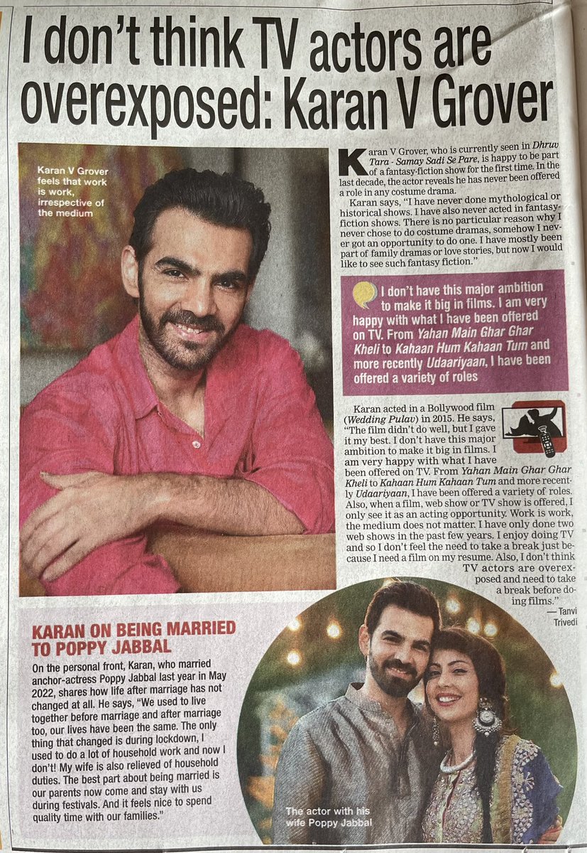 Thank u @bombaytimes #Tanvitrivedi . 
#DhruvTara #sonysab