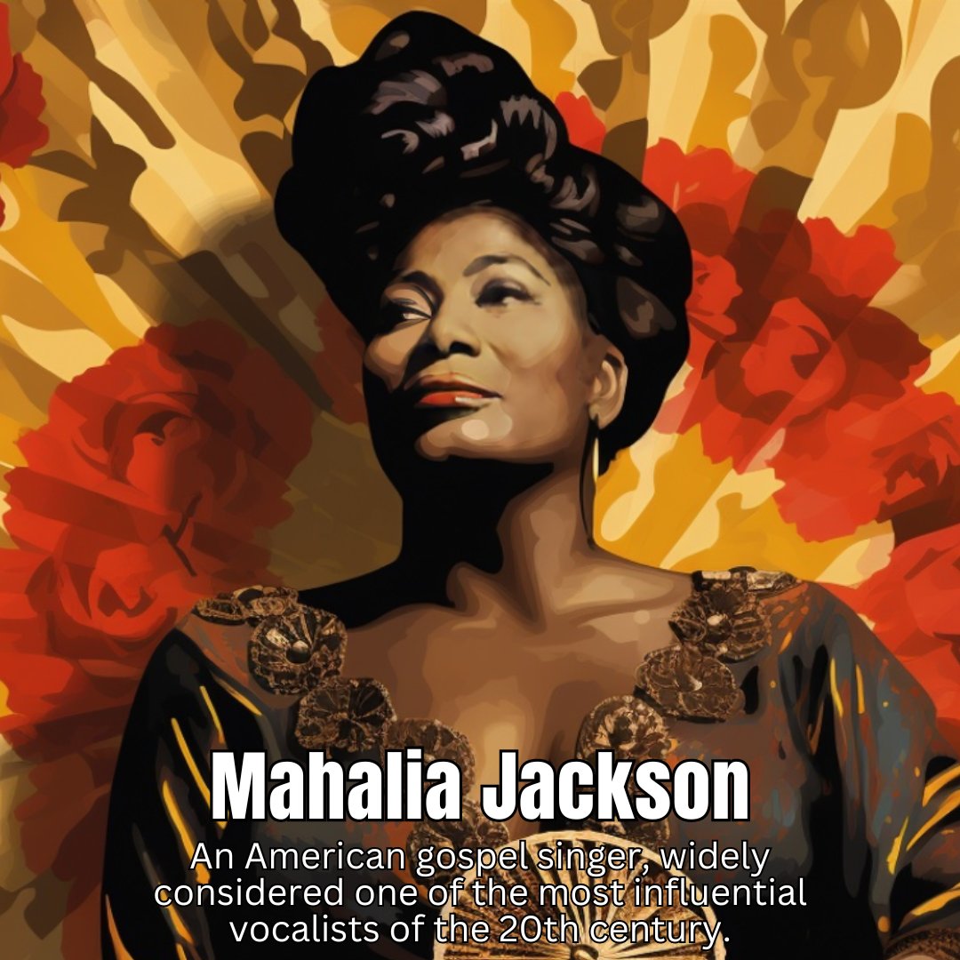Day 268-Today, we pay tribute to the incredible Mahalia Jackson, the 'Queen of Gospel.' Her voice stirred souls and brought joy to countless hearts. Let's keep her spirit alive through the timeless gift of gospel music. #LegendsInLivingColor #GospelIcon #MahaliaJackson
