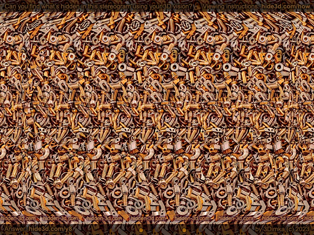 RUSTY (2023 remake)

Can you describe what you see?

Viewing instructions: hide3d.com/how
Answer: hide3d.com/y8

#magiceye #opticalillusion #3dimka #ステレオグラム #マジックアイ #立体图 #stereogram