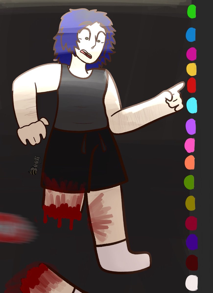 Beeli_art's tweet photo. #GORETOBER2023 Day 26 (though I've now backtracked because somehow, the last two days I went out of order..) Amputation!

' Cayden Kelly - I want to play a game. 🧩 '

TW Blood, severed limb https://t.co/isjhFu7JfP