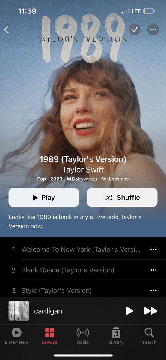 hitlermeraid69's tweet photo. Apple Music was 7 minutes late on Taylor swifts 1989 release!!!! #TaylorsVersion https://t.co/srISdlwGGM