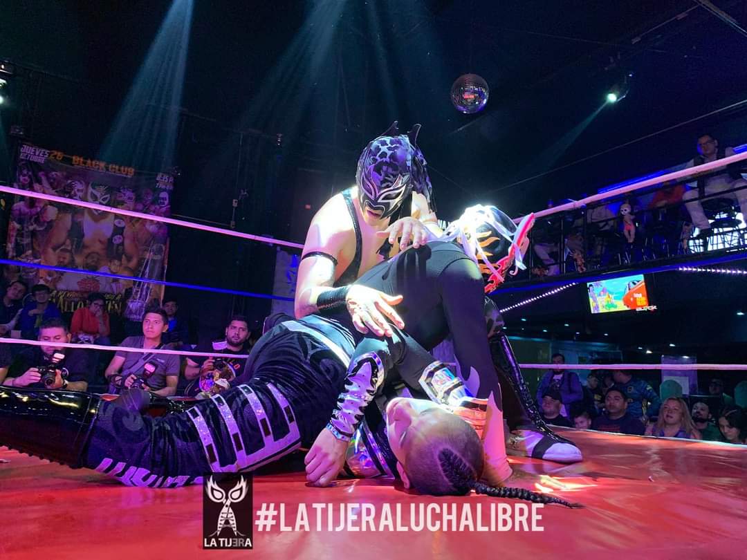 LaTijeraLucha's tweet photo. Con gran destreza aérea #BabyStarJr y #MiniVikingo encantaron al público de #ProduccionesJAALL que se dieron cita en el #BarBlackClub al vencer de forma espectacular a los rudos #Forneo y #ToritoNegro, siendo reconocidas ambas duplas con dinero...
#latijeraluchalibre https://t.co/hnVn9FzOEX