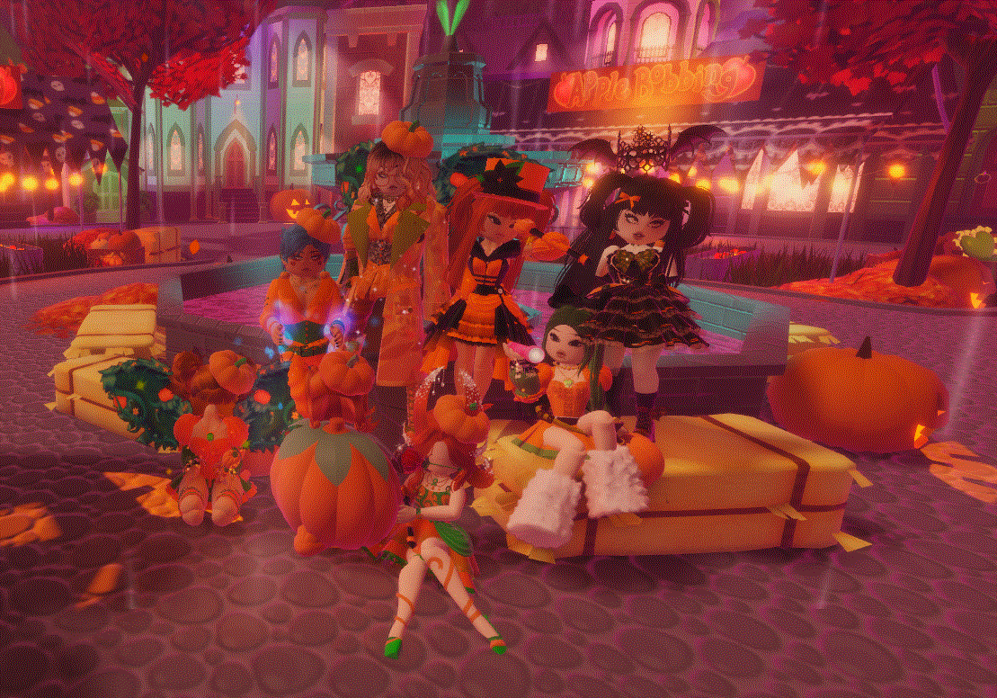 dewdropclara's tweet photo. @RoyaleHighValks Here's me and a few members of a Discord server I'm in having a pumpkin photoshoot! https://t.co/SaQEi9HLgP