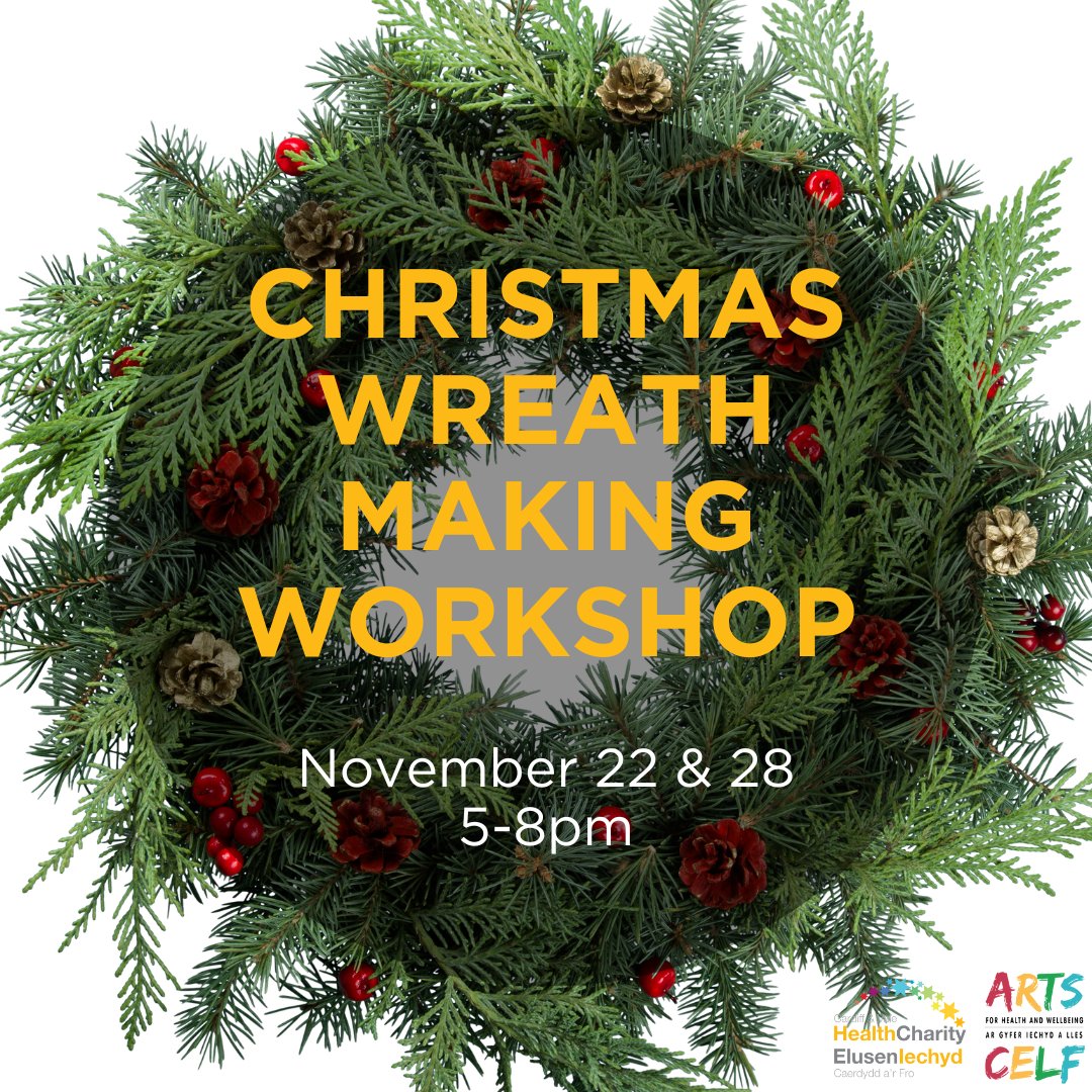 It's time to get decorating!🎄 Includes specialist guidance, a hot drink, mince pie and all the materials you’ll need to create your wreath! 5-8pm on Wednesday 22nd and Tuesday 28th November 2023 Book your place here: healthcharity.wales/events/christm…