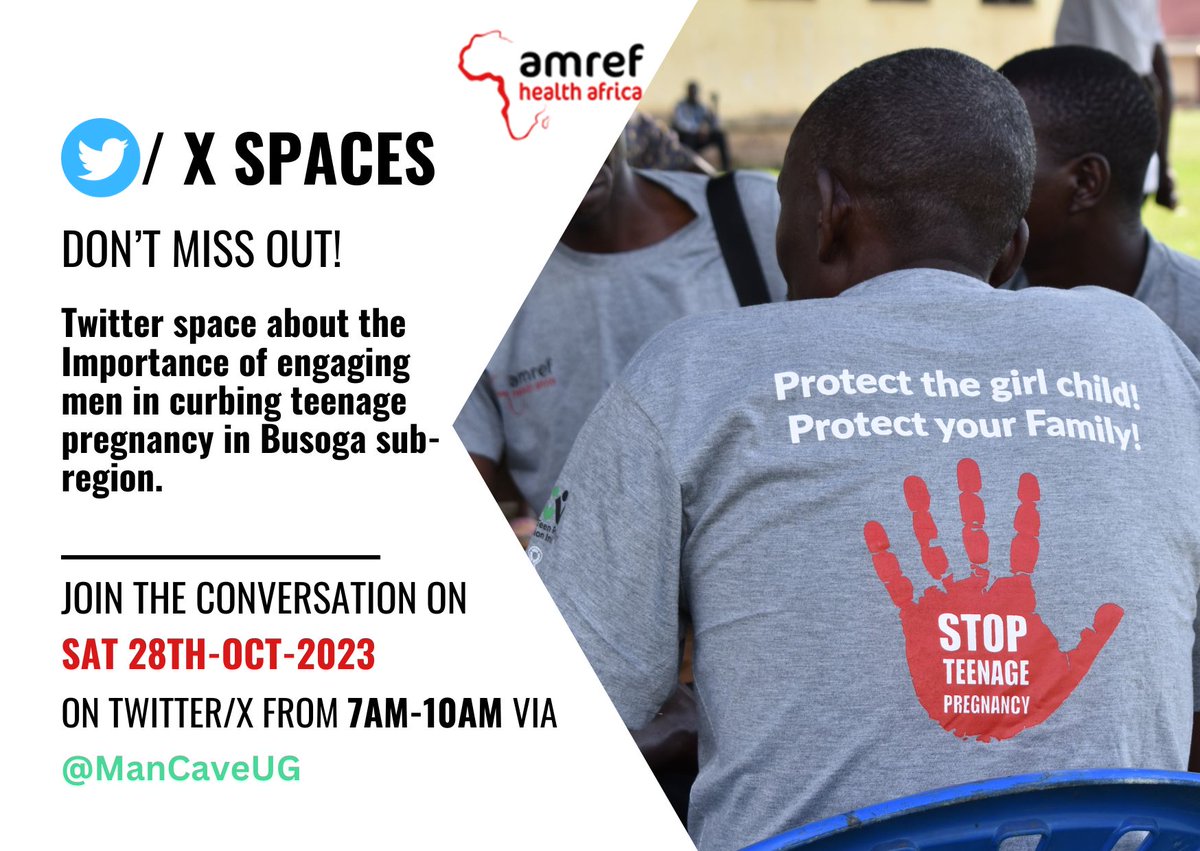 Join us for a vital conversation on the importance of engaging men in curbing #teenagepregnancy in #Busoga subregion! Mark your calendars for tomorrow, Saturday, 28/10/2023 from 7-10am. Hosted by @ManCaveUG, this is an opportunity to share knowledge, ideas, and solutions. #SRHR