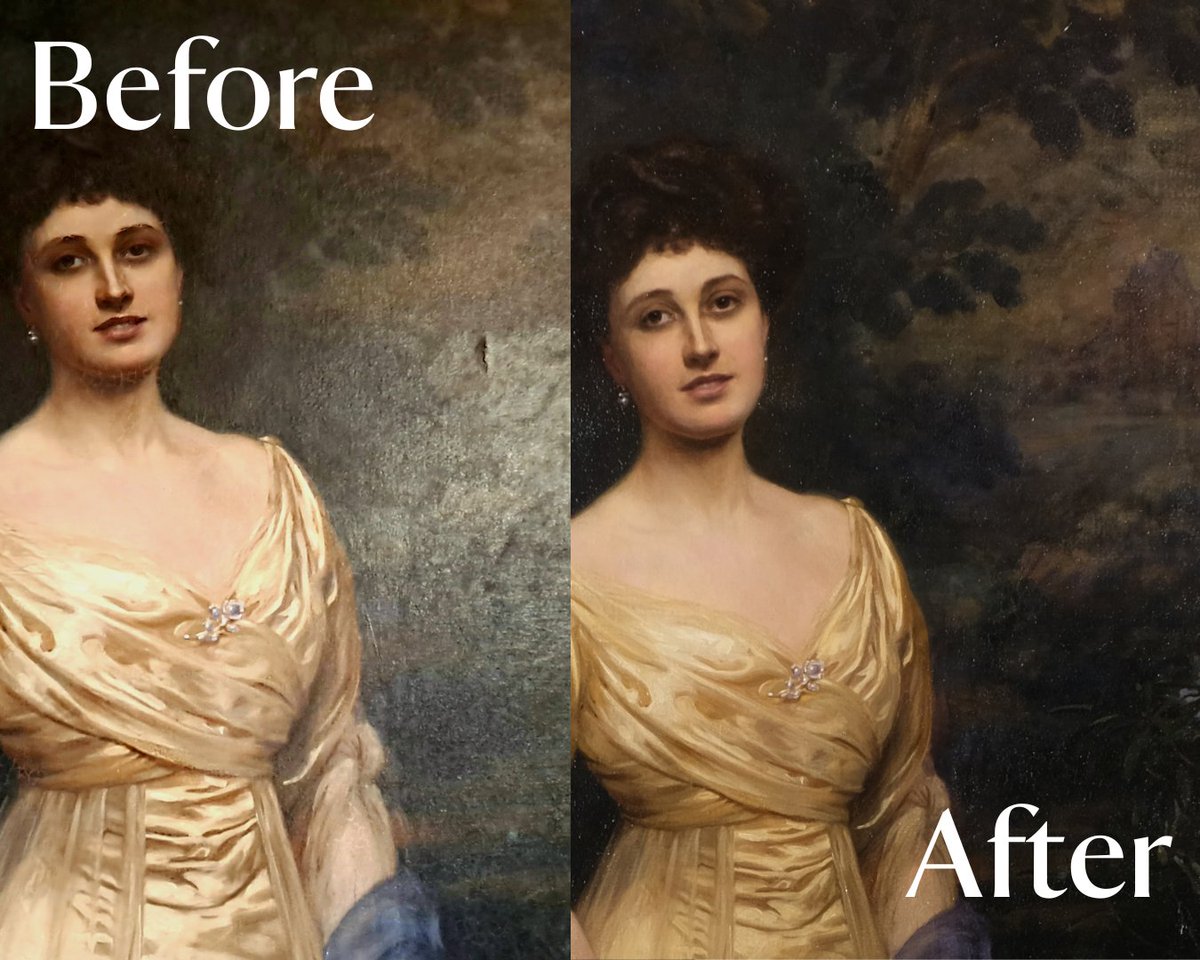 ✨115 years young✨

The portrait of Victoria 'Via' Gibbs (Albert Henry Collings, 1908) has been restored &amp; the results are beautiful.

🖼️ Cracking: fixed
🖼️ Tear: repaired
🖼️ Colours: vibrant

Keep an eye out for Via on your next visit!

📸 Bob Fowler