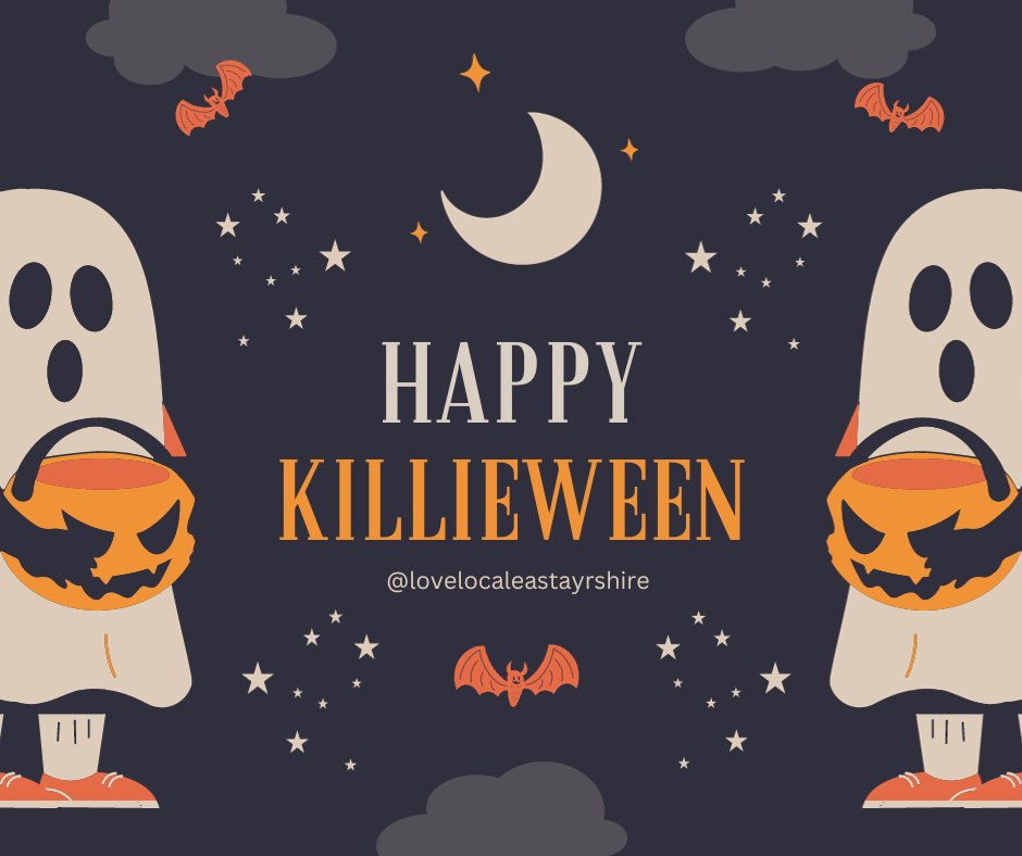 LoveLocalEA's tweet photo. Happy Killieween from all of us here at Love Local East Ayrshire! 🦇🌙
Wishing you a chilling day full of frights, fun and unforgettable memories. Stay eerie and enjoy the scare-tastic spirit of the season! 🎃👻🕷️ #Killieween #TrickOrTreat #LovelocalEA https://t.co/nsdk6e74xF