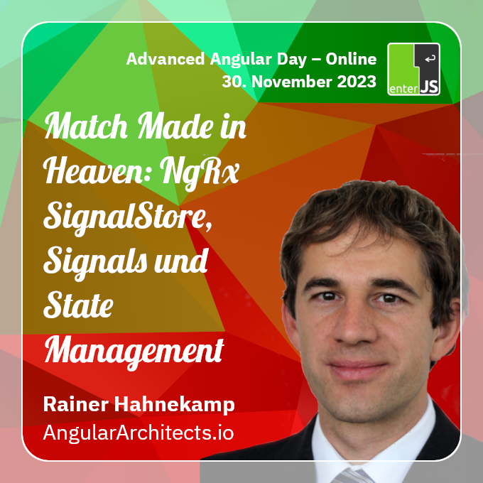 Auf unserem Advanced Angular Day am 30. November präsentiert @rainerhahnekamp seinen Talk: Match Made in Heaven: NgRx SignalStore, Signals und State Management Zum Talk: tinyurl.com/yy7bucc5