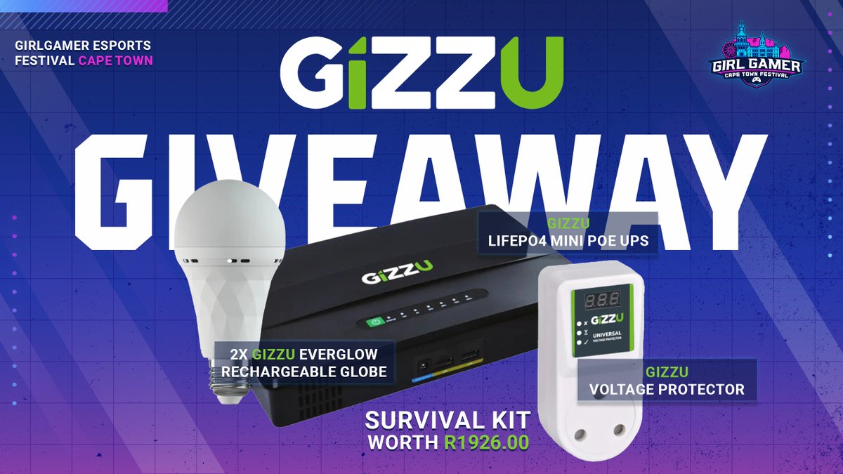 🔋GIVEAWAY!🔋

@GIRLGAMER Cape Town is loadshedding protected with @gizzu_za! Follow the steps below to stand a chance to win a survival kit worth almost R2,000!🤑

📱 Follow @Monarchza, @GIRLGAMER and @Gizzu_za!
👍 Like, retweet, and comment on this post with why you should win!