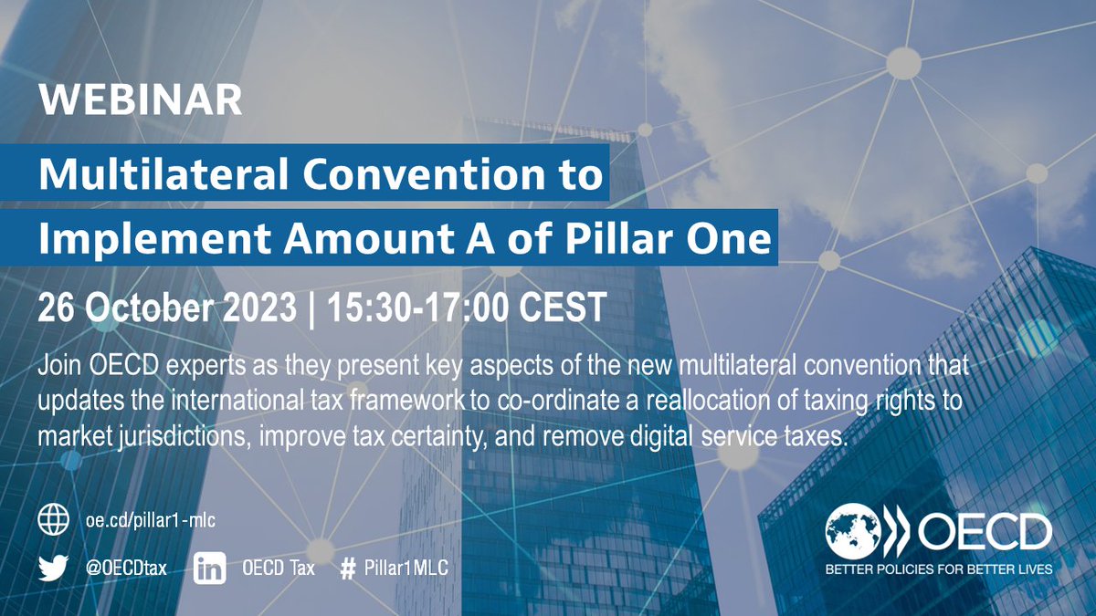 [REPLAY] Missed yesterday's webinar on the Multilateral Convention to Implement Amount A of Pillar One? The replay & presentation are now available ➡️ oe.cd/pillar1-mlc

Don't miss our new factsheets offering valuable insights & information related to the MLC!

#Pillar1MLC
