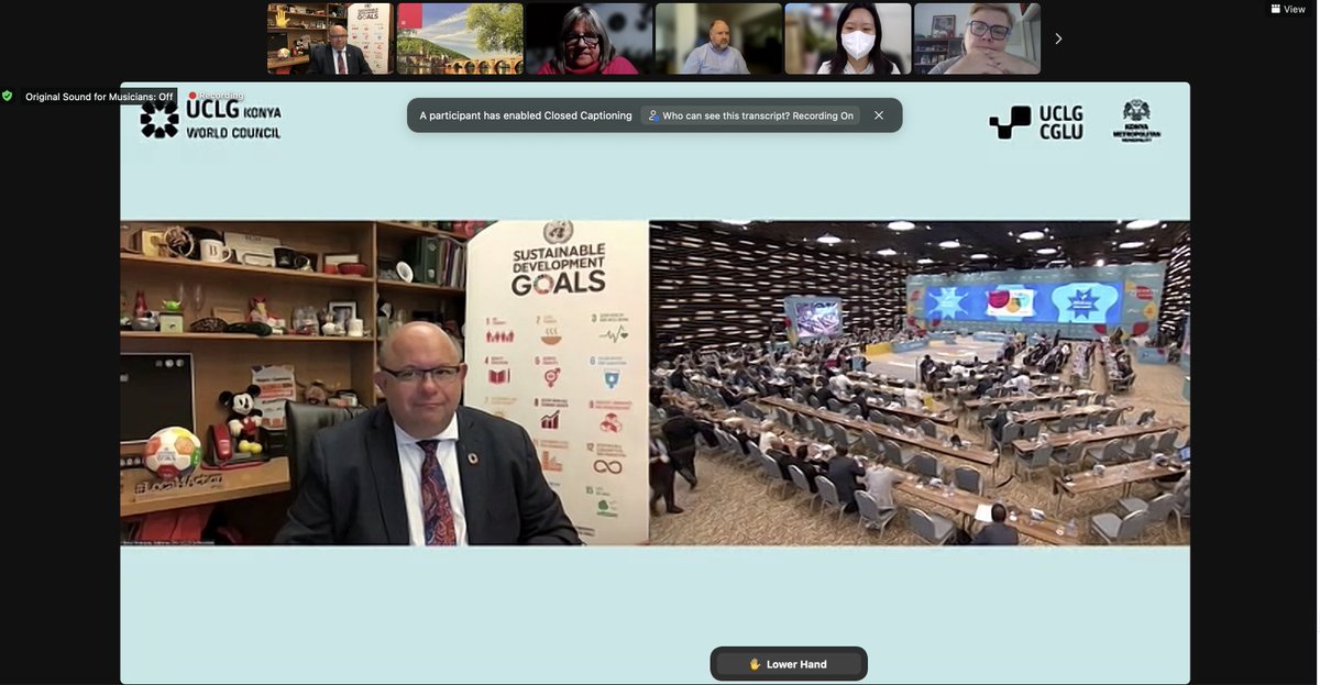 berryonline's tweet photo. It was an early start, but joining my @uclg_org colleagues virtually this AM in @KonyaInt, Turkey for our fall #ExecutiveBureau meeting. Many topics on the agenda incl. #SDG's &amp; @UN @GlobalGoalsUN summit. Happy to talk about @CityKitchener #Local4Action hub, the #SDGIdeaFactory! https://t.co/q1a0MDxBNF
