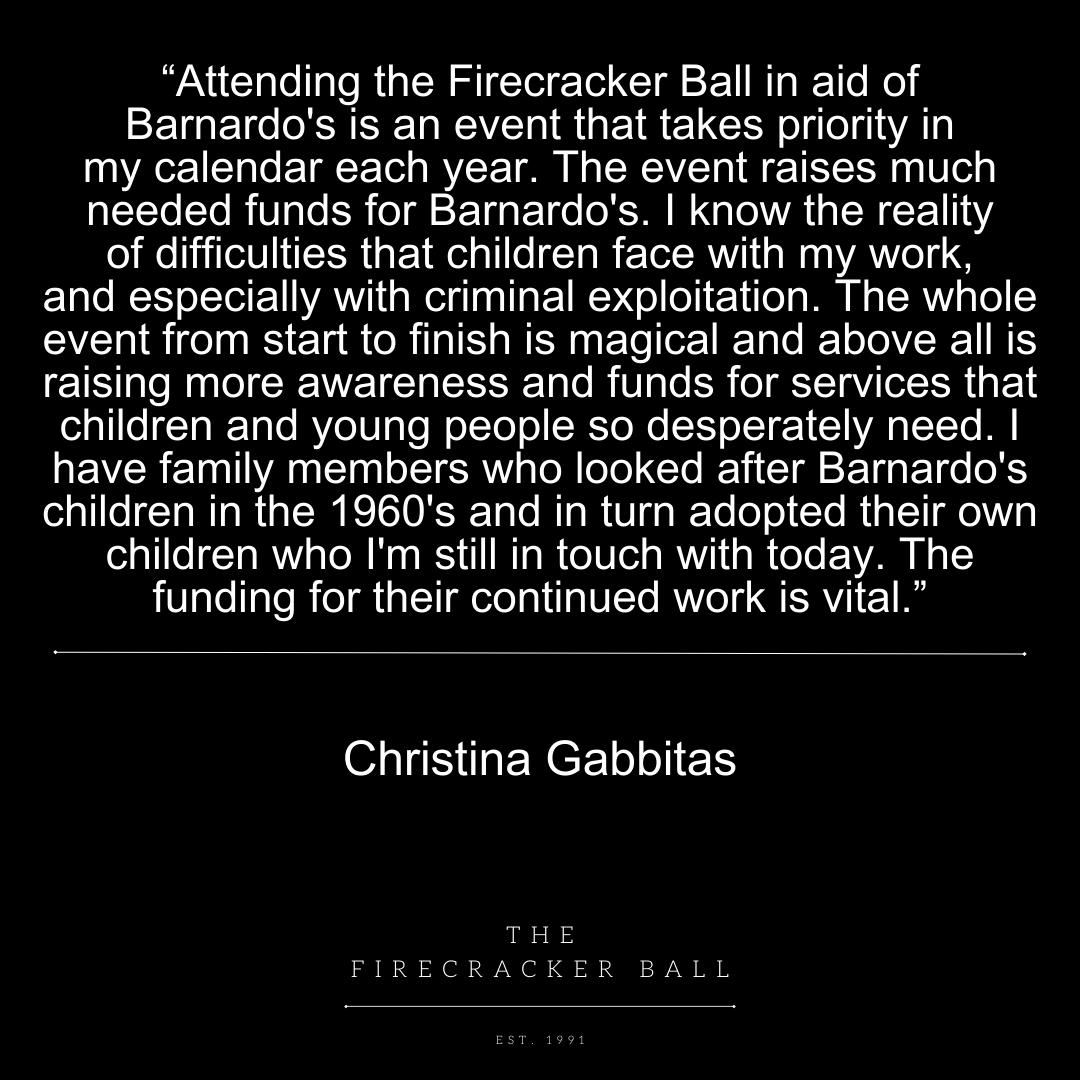 FirecrackerBall's tweet photo. A big thank you to the lovely @ChristiGabbitas for providing us with this testimonial - it's great to know our event takes priority in your calendar!
#Charity #FirecrackerBall #Firecracker23 https://t.co/Wiuddvi0AJ