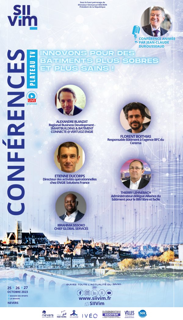 🔴#Live #SIIVim édition 2023 | 25-27 oct. | Nevers - Maison des Sports sur youtube.com/watch?v=hAE2X-…

👉#CONFERENCE : INNOVONS POUR DES BÂTIMENTS PLUS SOBRES ET PLUS SAINS !

#innovation #VillesMedianes #consommation #energie #batiment #transition