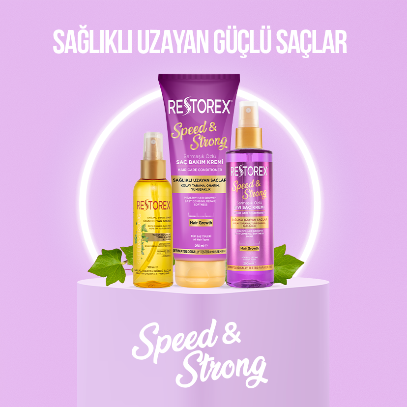 RestorexTr's tweet photo. Sen de 3 adımda sağlıklı uzayan saçlara sahip olmak ister misin?

Speed &amp; Strong Sarmaşık özü içeren Restorex sağlıklı uzama bakım Serisinde yer alan ürünleri sırası ile⤵️;

▪️ Saç Bakım Kremi
▪️ Sıvı Saç Kremi
▪️ Bakım yağı olmak üzere sırasıyla kullanman yeterli 🥳. https://t.co/C1mAYpQg3Z