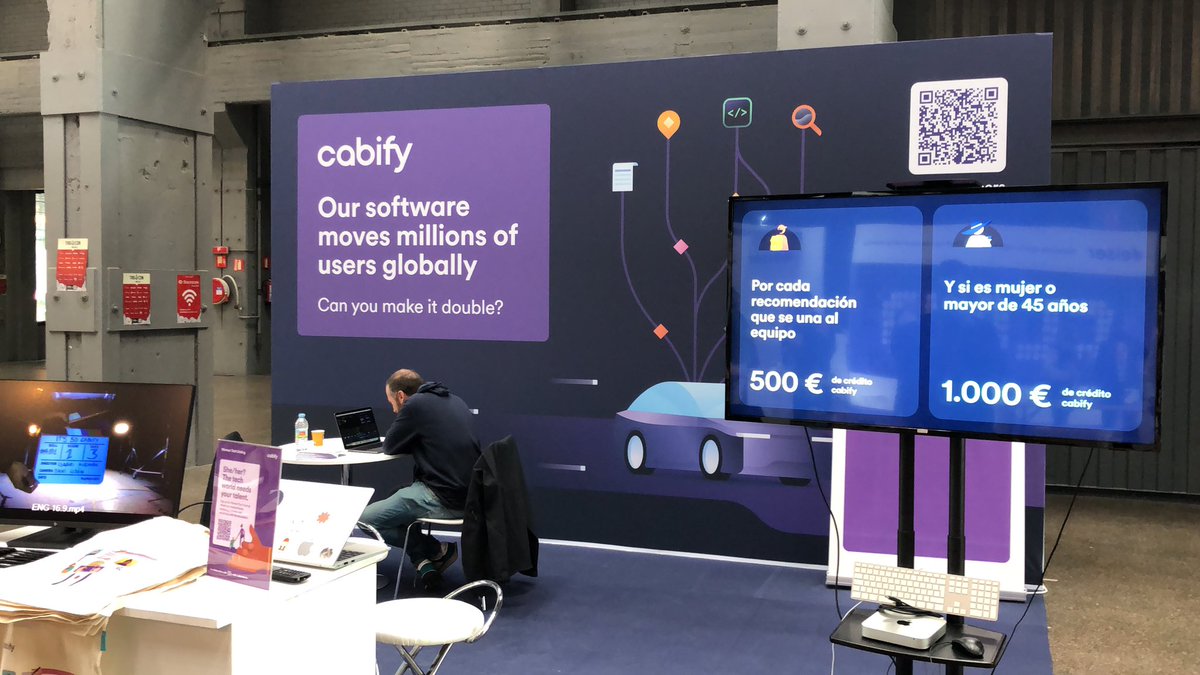 amuino's tweet photo. Preparando últimos detalles en el stand de @CabifyTech antes de que los pasillos de la #TGR23 se pongan on fire. https://t.co/R91rYQxKF2