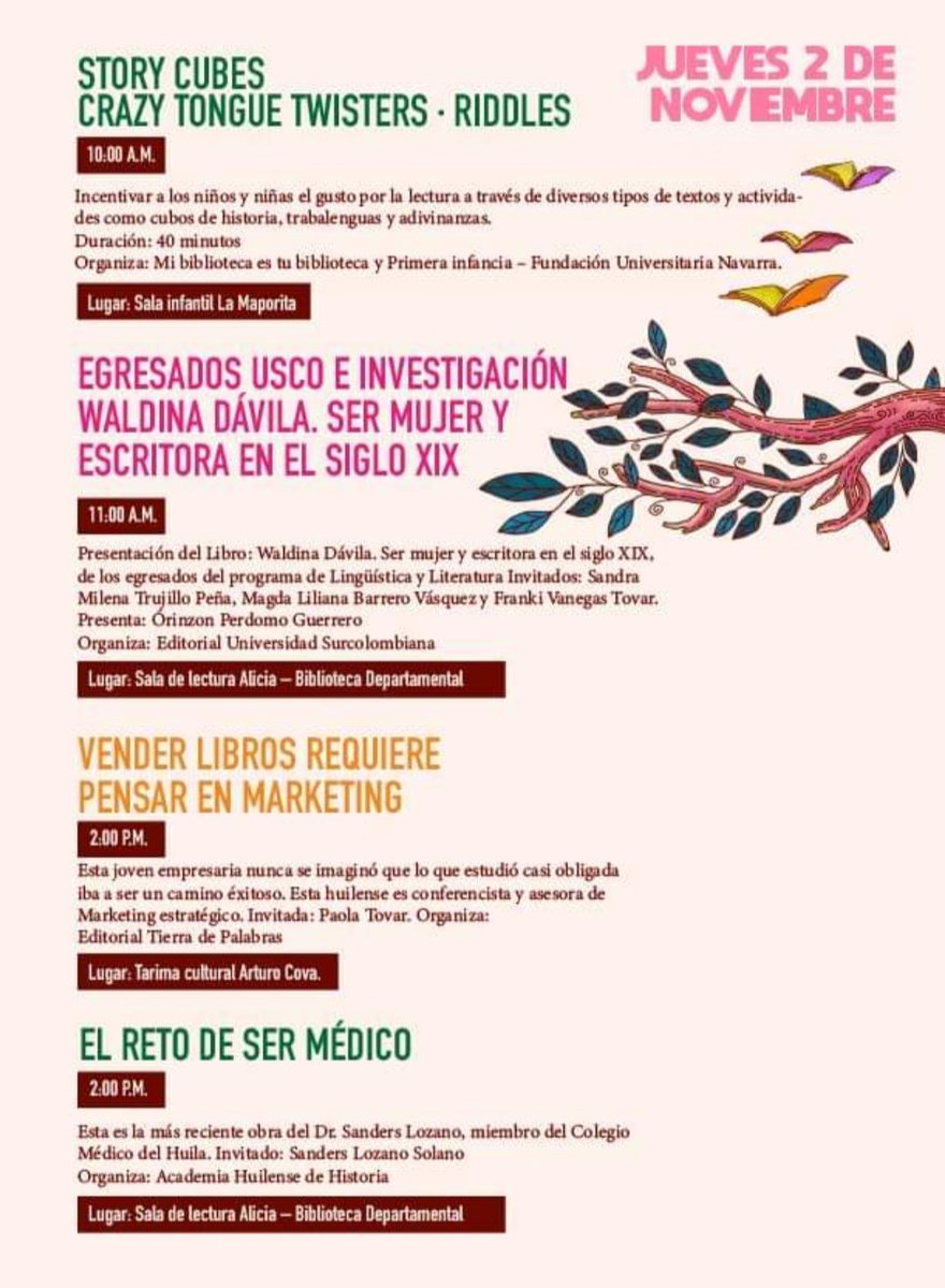 sanderslois's tweet photo. El 2 de noviembre a las 2 pm los espero en la presentación del libro #ElRetoDeSerMedico en #FilVoragine la feria internacional del libro en Neiva.
Cordialmente invitados. https://t.co/0IblJdtSbp