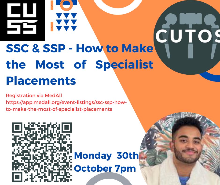 Hetta Friend (@hetta4) on Twitter photo On Monday 30th October at 7pm on MedAll, CUTOS (Cambridge uni T&O society) are excited to host our first talk of the year 'SSC and SSP- how to make the most of specialist placements'
Sign up for the talk here
app.medall.org/event-listings…
<a href="/BOMSA_UK/">British Orthopaedic Medical Students Association</a> <a href="/kangsta77/">Niel Kang</a> <a href="/RGeetalaortho/">Rahul Geetala</a> On Monday 30th October at 7pm on MedAll, CUTOS (Cambridge uni T&O society) are excited to host our first talk of the year 'SSC and SSP- how to make the most of specialist placements'
Sign up for the talk here
app.medall.org/event-listings…
<a href="/BOMSA_UK/">British Orthopaedic Medical Students Association</a> <a href="/kangsta77/">Niel Kang</a> <a href="/RGeetalaortho/">Rahul Geetala</a>