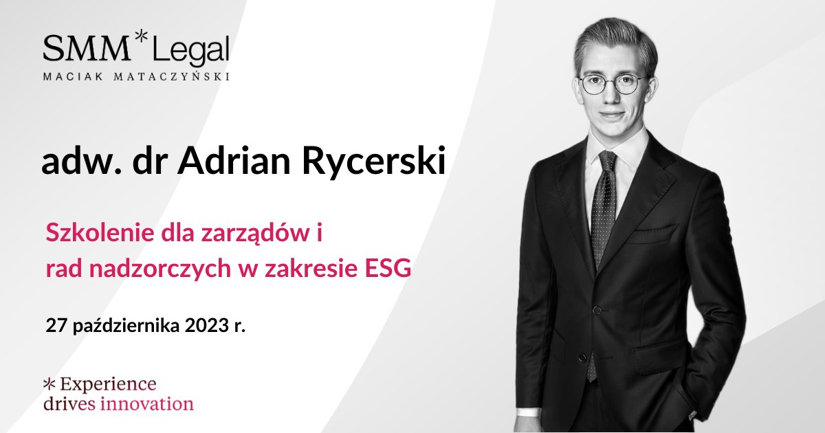 SMM_Legal's tweet photo. Nasz ekspert, adw. dr Adrian Rycerski prowadzi dziś kolejne szkolenie dla naszych Klientów dotyczące obowiązków i raportowania przez przedsiębiorstwa kwestii niefinansowych.
#SMMLegal #TransformacjaGospodarcza #ESG https://t.co/TEuJaZKkrc