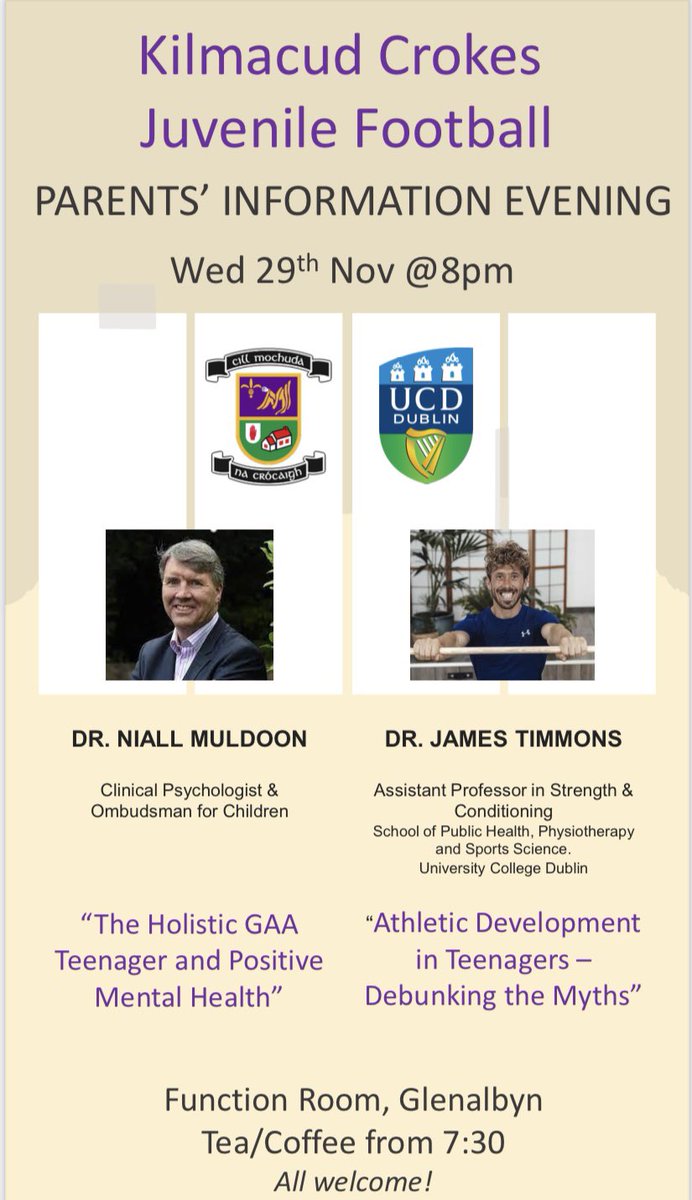 KCrokesGAAClub's tweet photo. Please note the upcoming Parents Information evening coming up next month! #passionliveshere #parentstalk https://t.co/V7CGFSHYcF