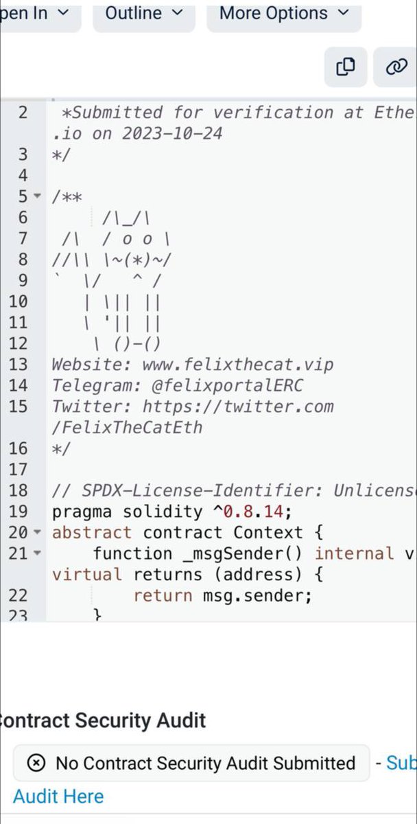 Felix The Cat sittin’ in the contract! $FELIX